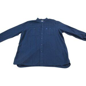 Lacoste Flannel Shirt Mens XL Navy Houndstooth Regular Fit Long Sleeve Button-Up